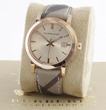 Buy Shop Burberry The City Rose Gold Dial Brown Leather Strap Watch for Women - BU9040 USA Online