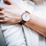Buy Shop Daniel Wellington Dapper St Mawes White Dial Brown Leather Strap Watch For Men - DW00100083 USA Online