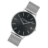 Coach Charles Black Dial Silver Mesh Bracelet Watch for Men - 14602144