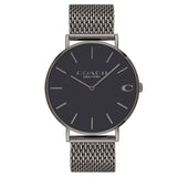 Coach Charles Black Dial Grey Mesh Bracelet Watch for Men - 14602145