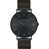 Coach Charles Black Dial Black Mesh Bracelet Watch for Men - 14602148