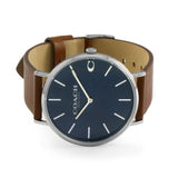 Coach Charles Blue Dial Brown Leather Strap Watch for Men - 14602151