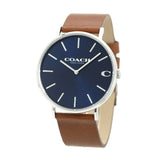 Coach Charles Blue Dial Brown Leather Strap Watch for Men - 14602151