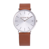 Coach Charles Silver Dial Brown Leather Strap Watch for Men - 14602152