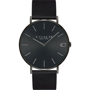 Buy Shop Coach Charles Black Dial Black Leather Strap Watch for Men - 14602434 USA Online