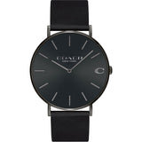 Coach Charles Black Dial Black Leather Strap Watch for Men - 14602434