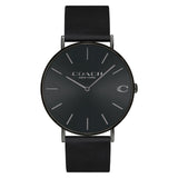 Coach Charles Black Dial Black Leather Strap Watch for Men - 14602434