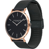 Coach Charles Black Ion Dial Black Mesh Bracelet Watch for Men - 14602470