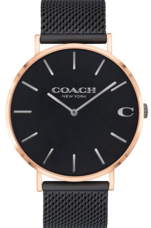 Buy Shop Coach Charles Black Ion Dial Black Mesh Bracelet Watch for Men - 14602470 USA Online