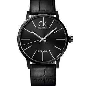 Buy Shop Calvin Klein Post Minimal Black Dial Black Leather Strap Watch for Men - K7621401 USA Online
