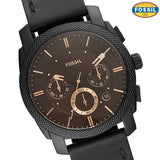 Buy Shop Fossil Machine Chronograph Black Dial Black Leather Strap Watch for Men - FS5586 USA Online