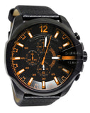Buy Shop Diesel Mega Chief Chronograph Black Dial Black Leather Strap Watch For Men - DZ4291 USA Online