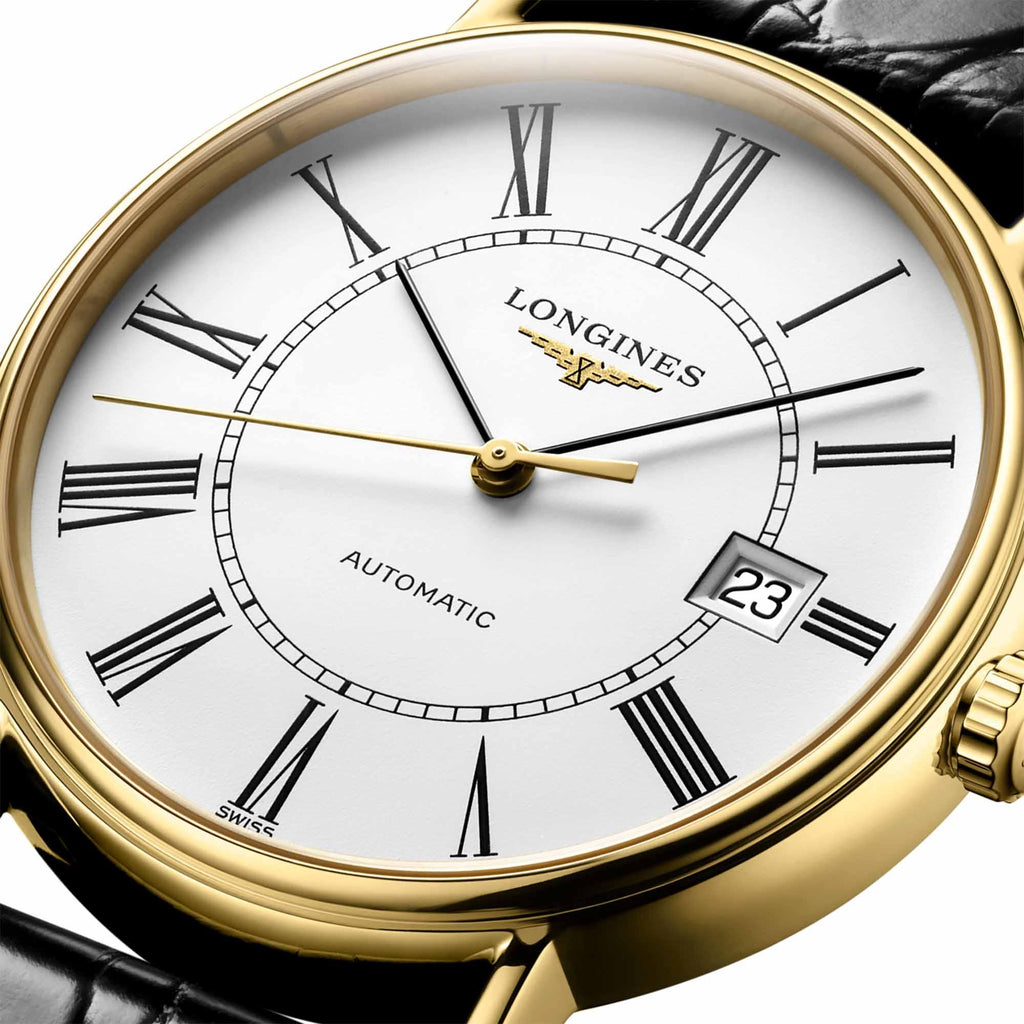 Buy Shop Longines Presence 25.5mm Automatic White Dial Black Leather Strap Watch for Women - L4.921.2.11.2 USA Online