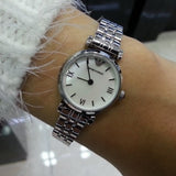 Buy Shop Emporio Armani Gianni T Bar Mother of Pearl Dial Silver Steel Strap Watch For Women - AR1688 USA Online