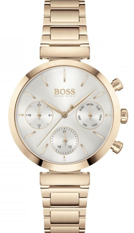 Buy Shop Hugo Boss Flawless Quartz White Dial Gold Steel Strap Watch for Women -1502531 USA Online