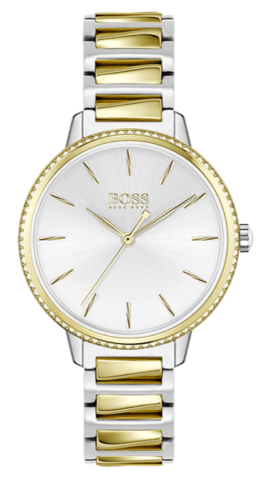 Buy Shop Hugo Boss Signature Silver Dial Two Tone Steel Strap Watch for Women - 1502568 USA Online