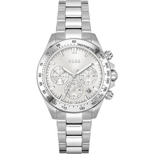Buy Shop Hugo Boss Novia Chronograph Silver Dial Silver Steel Strap Watch for Women - 1502616 USA Online