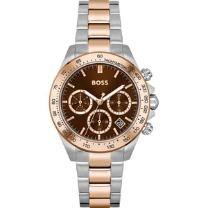 Buy Shop Hugo Boss Novia Brown Dial Two Tone Steel Strap Watch for Women - 1502617 USA Online