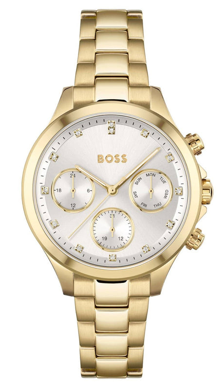 Buy Shop Hugo Boss Hera White Dial Gold Steel Strap Watch for Women - 1502628 USA Online