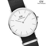 Buy Shop Daniel Wellington Classic Cornwall White Dial Black Nylon Strap Watch For Men - DW00100258 USA Online