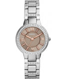 Buy Shop Fossil Virginia Taupe Dial Silver Steel Strap Watch for Women - ES4147 USA Online