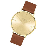 Coach Charles Gold Dial Brown Leather Strap Watch for Women - 14602433