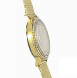 Guess Chelsea Crystals Mother of Pearl White Dial Gold Mesh Bracelet Watch For Women - W0647L7