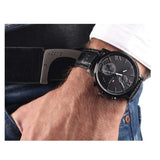 Buy Shop Tommy Hilfiger Aden Chronograph Black Dial Black Leather Strap Watch for Men - 1791310 USA Online
