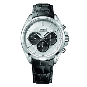 Buy Shop Hugo Boss Driver Chronograph Quartz Silver Dial Black Leather Strap Watch For Men - 1512880 USA Online