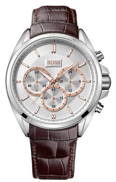 Buy Shop Hugo Boss Driver Quartz Silver Dial Brown Leather Strap Watch For Men - HB1512881 USA Online