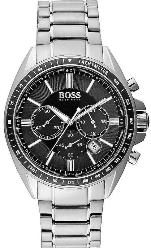 Buy Shop Hugo Boss Driver Chronograph Black Dial Silver Steel Strap Watch For Men - 1513080 USA Online