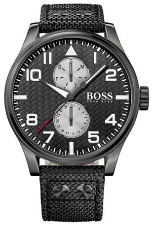Buy Shop Hugo Boss Aeroliner Maxx Quartz Black Dial Black Nylon Strap Watch For Men - HB1513086 USA Online