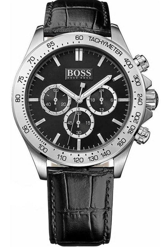 Buy Shop Hugo Boss Ikon Black Dial Black Leather Strap Watch for Men - 1513178 USA Online