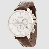 Buy Shop Hugo Boss Slim Chronograph White Dial Brown Leather Strap Watch For Men - 1513263 USA Online