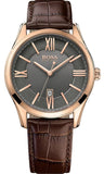 Buy Shop Hugo Boss Ambassador Grey Dial Brown Leather Strap Watch for Men - 1513387 USA Online