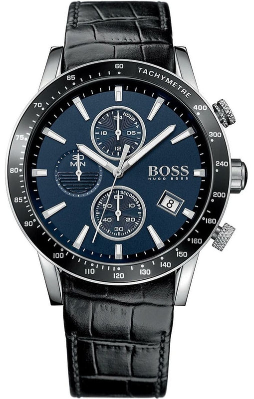 Buy Shop Hugo Boss Rafale Chronograph Blue Dial Black Leather Strap Watch For Men - 1513391 USA Online