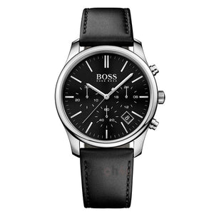 Buy Shop Hugo Boss Time One Chronograph Black Dial Black Leather Strap Watch for Men - 1513430 USA Online