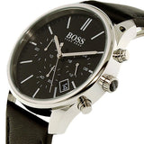Buy Shop Hugo Boss Time One Chronograph Black Dial Black Leather Strap Watch for Men - 1513430 USA Online