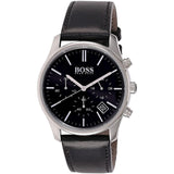 Buy Shop Hugo Boss Time One Chronograph Black Dial Black Leather Strap Watch for Men - 1513430 USA Online
