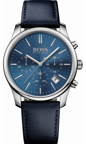 Buy Shop Hugo Boss Time One Blue Dial Black Leather Strap Watch for Men - 1513431 USA Online