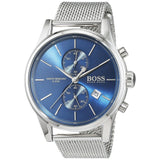 Hugo Boss Jet Blue Dial Silver Mesh Bracelet Watch for Men - 1513441