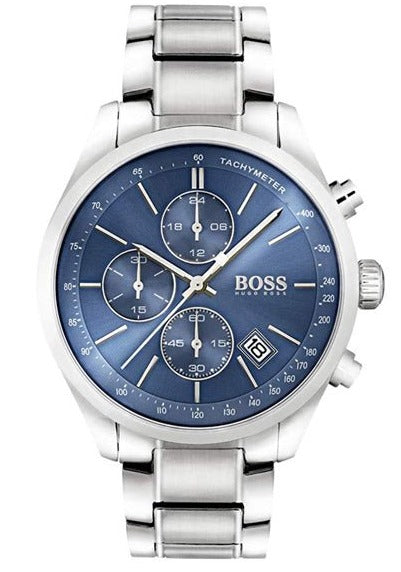 Buy Shop Hugo Boss Grand Prix Blue Dial Silver Steel Strap Watch for Men - 1513478 USA Online