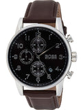 Hugo Boss Navigator Grey Dial Brown Leather Strap Watch for Men - 1513494