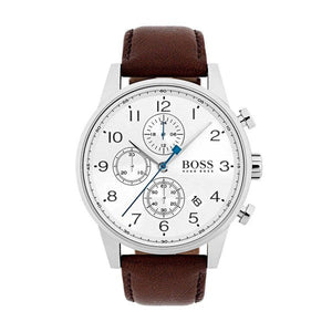 Buy Shop Hugo Boss Navigator White Dial Brown Leather Strap Watch for Men - 1513495 USA Online