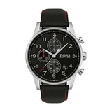 Buy Shop Hugo Boss Navigator Black Dial Black Leather Strap Watch for Men - 1513535 USA Online