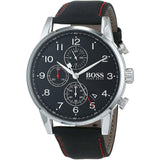Buy Shop Hugo Boss Navigator Black Dial Black Leather Strap Watch for Men - 1513535 USA Online