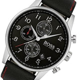 Buy Shop Hugo Boss Navigator Black Dial Black Leather Strap Watch for Men - 1513535 USA Online