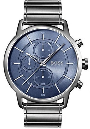 Buy Shop Hugo Boss Architectural Blue Dial Grey Steel Strap Watch for Men - 1513574 USA Online