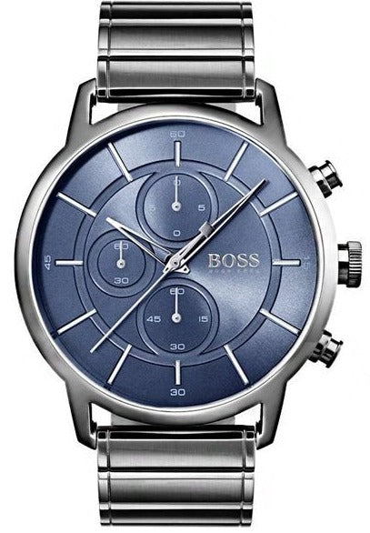 Buy Shop Hugo Boss Architectural Blue Dial Grey Steel Strap Watch for Men - 1513574 USA Online