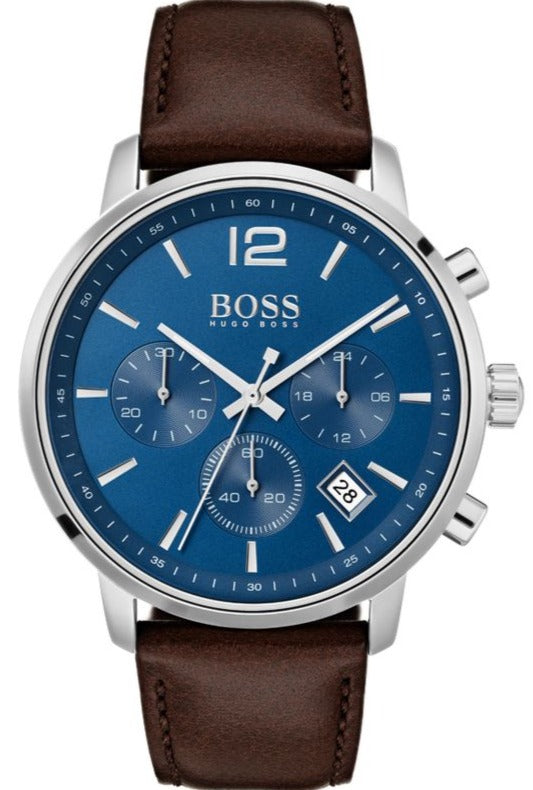 Buy Shop Hugo Boss Attitude Blue Dial Brown Leather Strap Watch for Men - 1513606 USA Online
